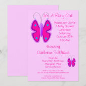  roze vlinder Het is een babymeisjesdouche Kaart (Voorkant / Achterkant)