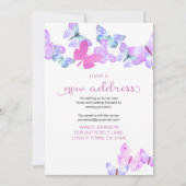  roze vlinder Ik heb een nieuwe adresbeweging Aankondiging (Voorkant)