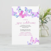  roze vlinder Ik heb een nieuwe adresbeweging Aankondiging (Staand voorkant)