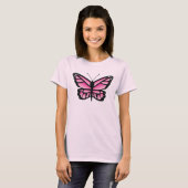 Roze vlinder illustratie t-shirt (Voorkant volledig)