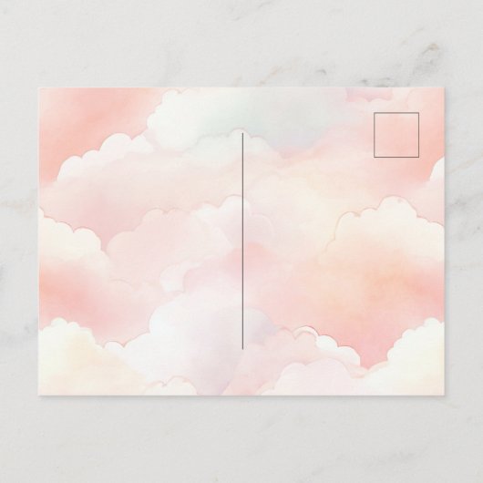  roze vlinder in de wolken briefkaart (Achterkant)