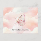 roze vlinder in de wolken briefkaart (Voorkant)