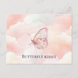 roze vlinder in de wolken briefkaart