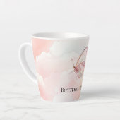  roze vlinder in de wolken latte mok (Linkerhoek)
