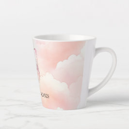 roze vlinder in de wolken latte mok
