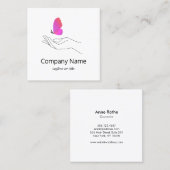 Roze Vlinder in Hand Vierkante Visitekaartje (Voorkant / Achterkant)