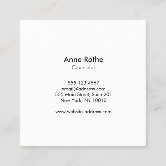 Roze Vlinder in Hand Vierkante Visitekaartje (Achterkant)