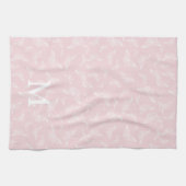 Roze Vlinder Initiële Monogram  Theedoek (Horizontaal)