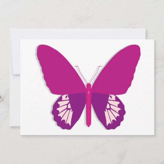 Roze vlinder Insect Invitations Kaart (Voorkant)