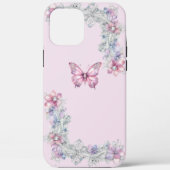  Roze Vlinder iPhone 12 Pro Max Hoesje (Achterkant)