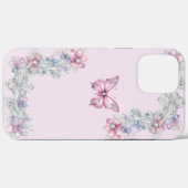  Roze Vlinder iPhone 12 Pro Max Hoesje (Achterkant (horizontaal))