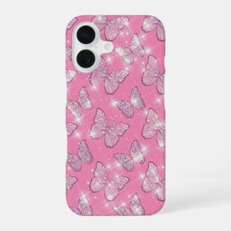 Roze Vlinder iPhone 16 Hoesje
