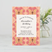 Roze vlinder kaart (Staand voorkant)