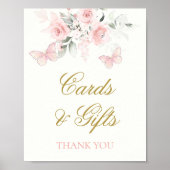 Roze Vlinder Kaarten en Geschenken teken Poster (Voorkant)