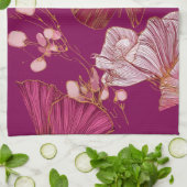 Roze Vlinder Keukenhanddoek (Gevouwen)