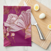 Roze Vlinder Keukenhanddoek (Quarter Fold)