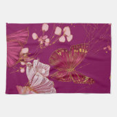 Roze Vlinder Keukenhanddoek (Horizontaal)