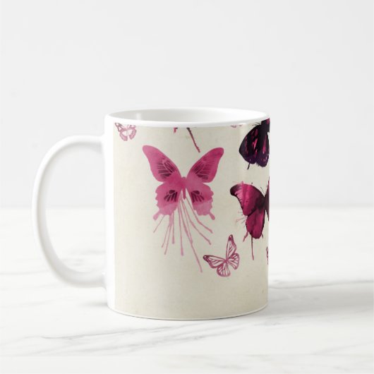 Roze vlinder koffiemok (Links)