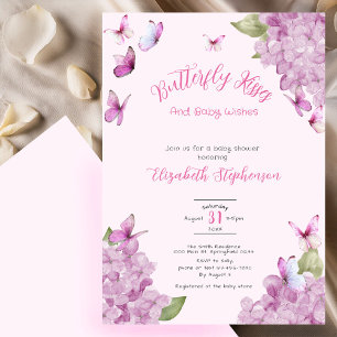 Roze Vlinder Kusjes Waterverf Baby Shower Kaart