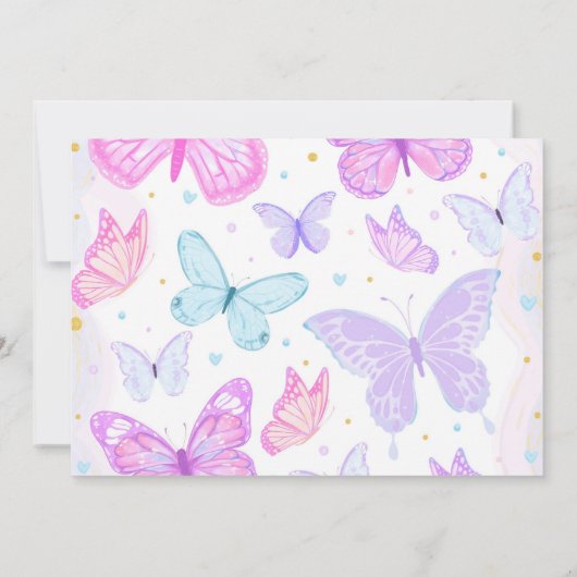 Roze vlinder kussen verjaardag foto dank u bedankkaart (Achterkant)