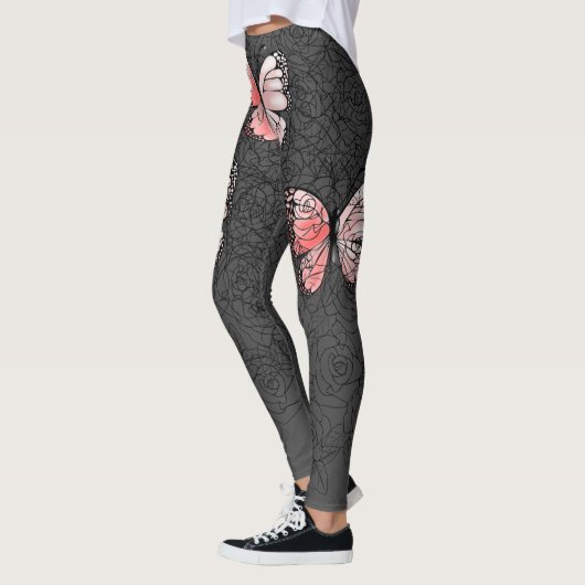 Roze Vlinder Leggings met Rozen (Links)