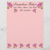  roze vlinder letterhead persoonlijk briefhoofd (Voorkant)