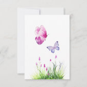 Roze Vlinder Leuk Paarse Meisje Baby shower Bedankkaart (Achterkant)