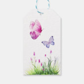 Roze Vlinder Leuk Paarse Meisje Baby shower Cadeaulabel (Achterkant)