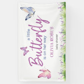 Roze Vlinder Leuk Paarse Meisje Baby shower Spandoek (Verticaal)