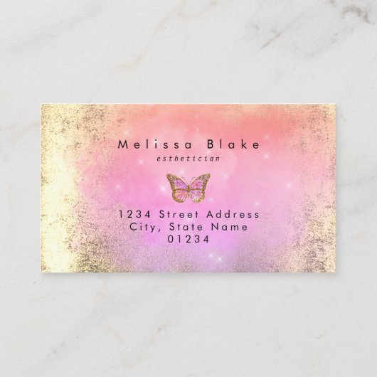 roze vlinder logo visitekaartje (Achterkant)
