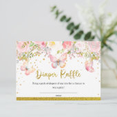 Roze vlinder Luier Raffle kaart (Staand voorkant)