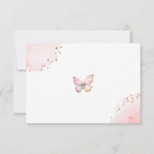 Roze vlinder Luier Raffle kaart (Achterkant)