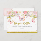 Roze vlinder Luier Raffle kaart (Voorkant / Achterkant)