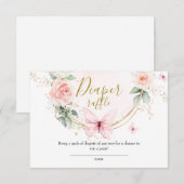 Roze vlinder Luier Raffle kaart (Voorkant / Achterkant)