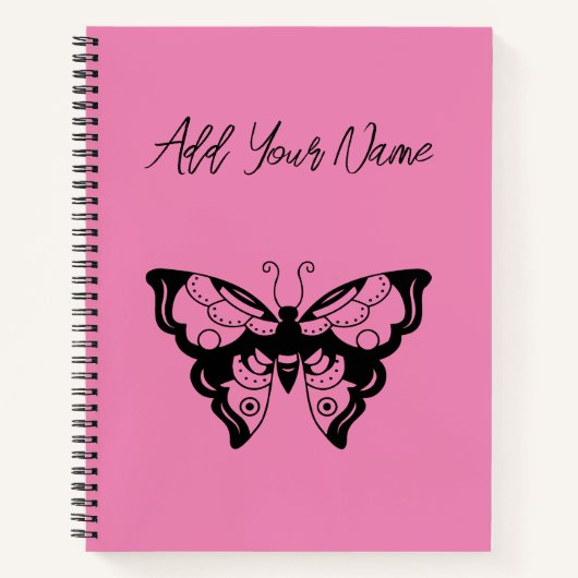 Roze Vlinder - Maak Je Eigen Notitieboek (Voorkant)
