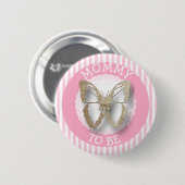 Roze vlinder mammie met baby shower knop ronde button 5,7 cm (Voorkant /achterkant)