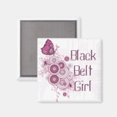 Roze vlinder Martial Arts Black Belt Girl Magneet (Voorkant / Achterkant)