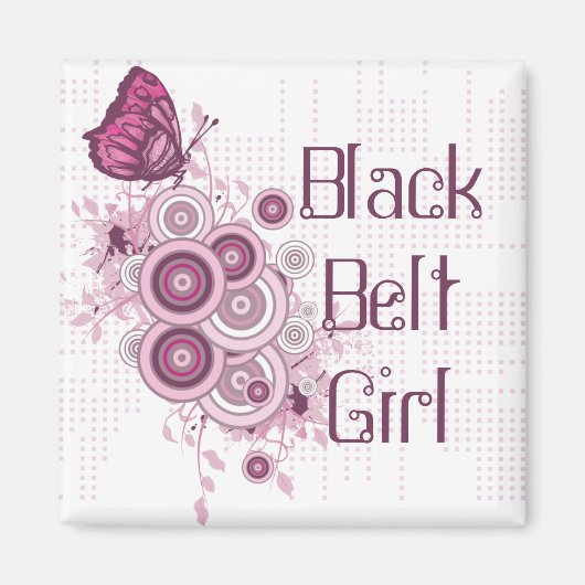 Roze vlinder Martial Arts Black Belt Girl Magneet (Voorkant)