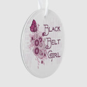Roze vlinder Martial Arts Black Belt Girl Ornament (voorkant)