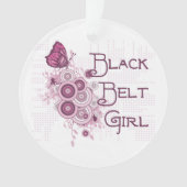 Roze vlinder Martial Arts Black Belt Girl Ornament (voorkant)