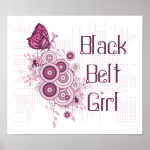 Roze vlinder Martial Arts Black Belt Girl Poster