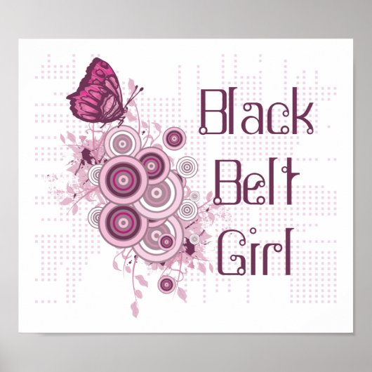 Roze vlinder Martial Arts Black Belt Girl Poster (Voorkant)