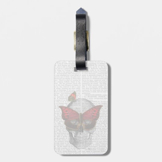 Roze vlinder Masker Bagagelabel (Achterkant verticaal)