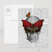 Roze vlinder Masker Briefkaart (Voorkant / Achterkant)