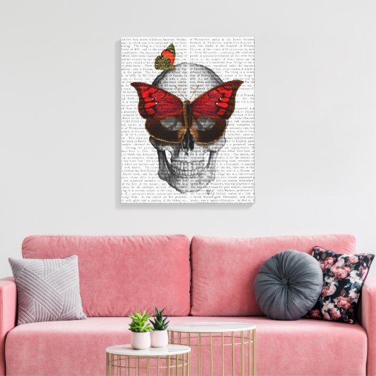 Roze vlinder Masker Canvas Afdruk (Insitu (Woonkamer))