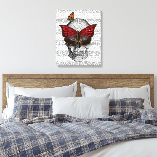 Roze vlinder Masker Canvas Afdruk (Insitu (Slaapkamer))