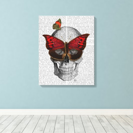 Roze vlinder Masker Canvas Afdruk (Insitu (Houten vloer))