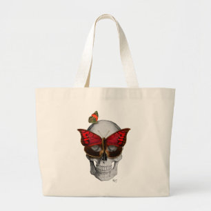 Roze vlinder Masker Grote Tote Bag