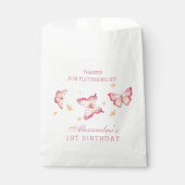 Roze Vlinder Meisje 1e Verjaardag Dank u Bedankzakje (Voorkant)