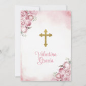 Roze Vlinder Meisje 2e Verjaardag Doop Bloemen Kaart (Achterkant)